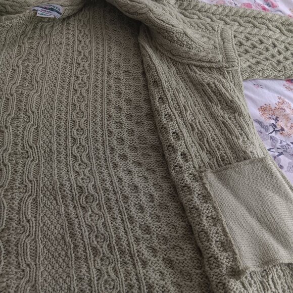 Aran Crafts 100% wool peacoat style sweater, high neck crossover closure XXL - Picture 8 of 11